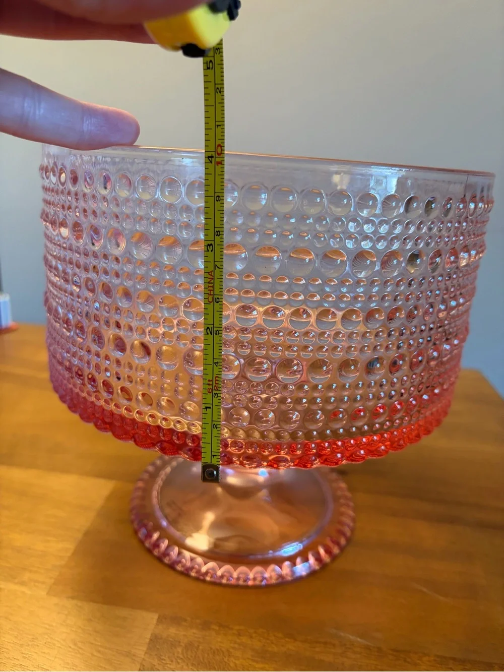 Pink Hobnail Glass Pedestal Trifle Dish